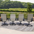 Outdoor Patio Swivel Dining Chairs Set of 4, All-Weather Swivel Rocker Chairs with Textilene High Back and Black Rust-Proof Metal Frame, Perfect for Patio, Lawn, Garden, or Backyard, Brown