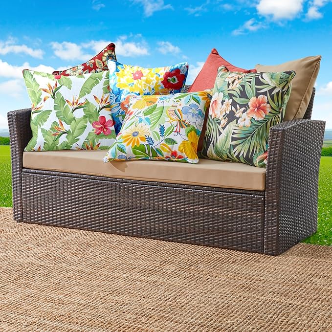 BrylaneHome 20" Square Throw Pillow - Patio & Outdoor - Water, Stain & Fade Resistant - Carolina