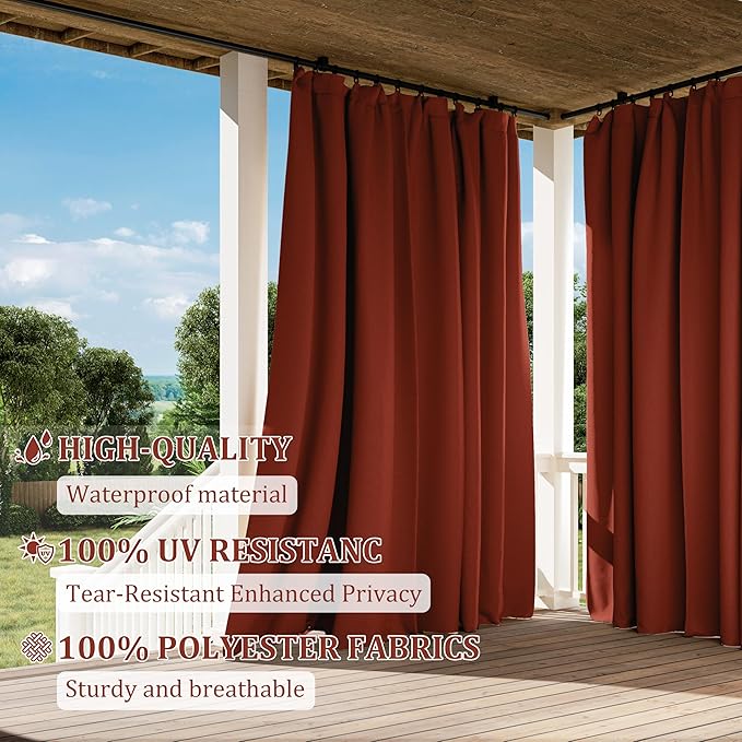 Gazebo Universal Replacement Privacy Curtain,12'×20' Gazebo Outdoor Waterproof Curtains, 4-Panels Sidewall Curtains with Double Zipper for Patio Canopy, Garden and Backyard (Curtain Only)