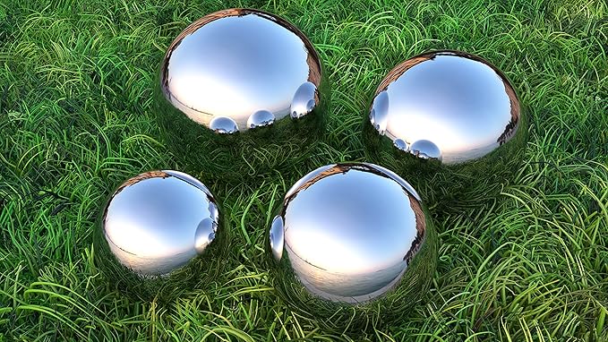 Lulu Decor, Size 12 Silver Stainless Steel Gazing Mirror Ball, Smooth Reflective Shiny Garden Decoration Globe