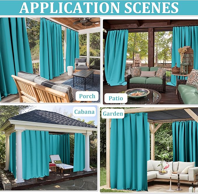 Gazebo Universal Replacement Privacy Curtain,12'×14' Gazebo Outdoor Waterproof Curtains, 4-Panels Sidewall Curtains with Double Zipper for Patio Canopy, Garden and Backyard (Curtain Only)