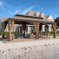 12'x22' Hardtop Gazebo Outdoor Aluminum Patio Gazebo Double Roof Galvanized Steel Canopy with Netting and Curtains,for Garden, Backyard,Deck and Lawns
