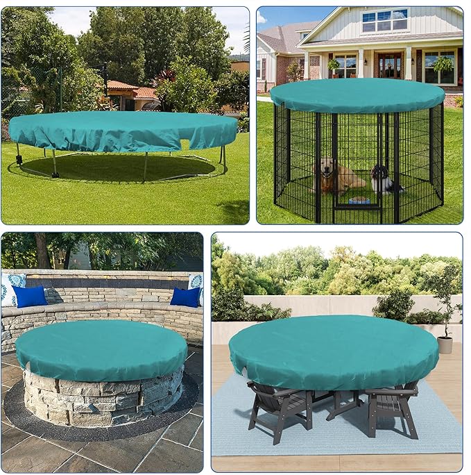 ECOOPTS 9 ft Round Pool Cover for Above Ground Pools, Swimming Pool Cover Protector Winter Safety Cover (Turquoise)
