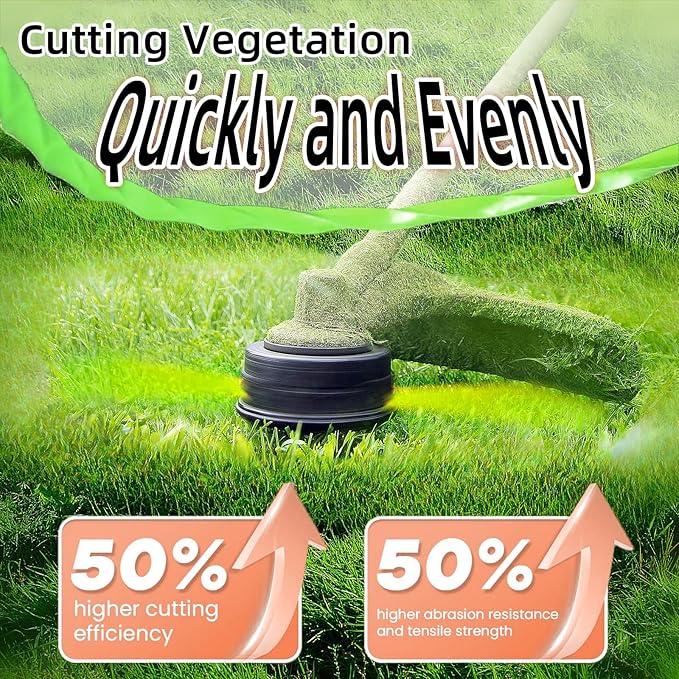 4 Pack String Trimmer Line .095 Compatible with Ego String Trimmer 095 Weed Eater String Pre-Cut Dual Color 3-section Fast-positioning Twisted Trimmer Line Universal Fit Weed Wacker String 14 ft