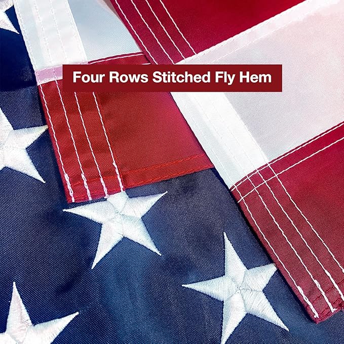 American Flag 3x5 FT Embroidered Stars, Sewn Stripes, Brass Grommets USA US Flag Polyester Durable long Lasting for Outdoor Use
