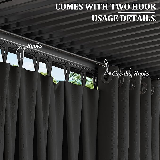 Gazebo Universal Replacement Privacy Curtain,12'×16' Gazebo Outdoor Waterproof Curtains, 4-Panels Sidewall Curtains with Double Zipper for Patio Canopy, Garden and Backyard (Curtain Only)