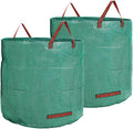 2 PCS 106 Gallon Reusable Lawn and Leaf Bags with 4 Handles, Lawn Pool Garden Heavy Duty Yard Waste Bags for Leaves, Trash, Yard Waste (Green)