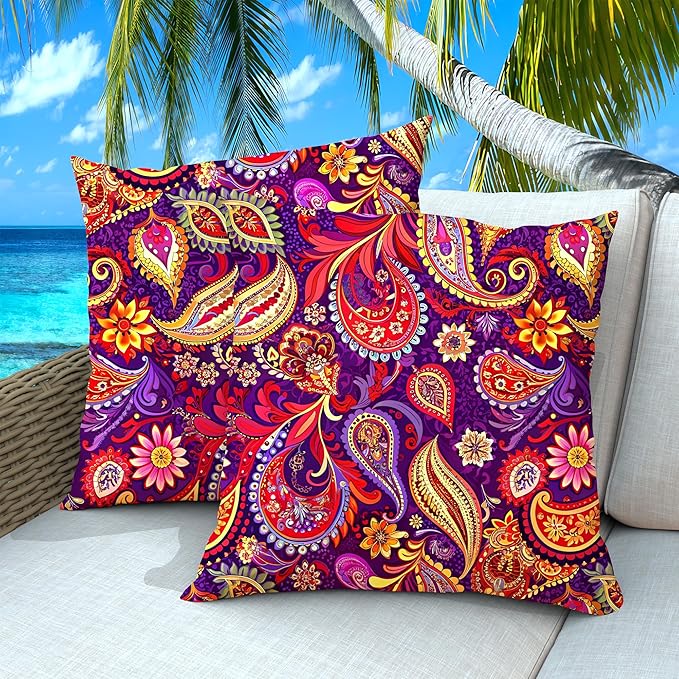 Outdoor Pillows Set of 2, 20''×20''Waterproof Throw Pillow for Patio Furniture, Feathers and Down Filled Outside Decorative Pillows Inserts for Garden, Porch Swing, Couch and Sofa