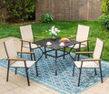 Sophia & William Patio Dining Set 5 Pieces, 4 Stackable Aluminum Textilene Dining Chairs with 37"x 37" Square Dining Table, Patio Table Chair Set for Outdoor Garden Lawn (Beige)