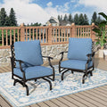 Patio Chairs Set of 2, High Back Outdoor Patio Metal Chairs with 5.75" Thick Cushions for Bistro Balcony Porch Deck and Yard, Navy Blue