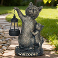 Cat Garden Decor Outdoor Statue - Cute Cats Figurine Ornaments with Solar Lights,Garden Waterproof Sculptures for Yard Lawn Backyard Patio Balcony Home Decorations,Unique Gift for Mom & Cat Lovers