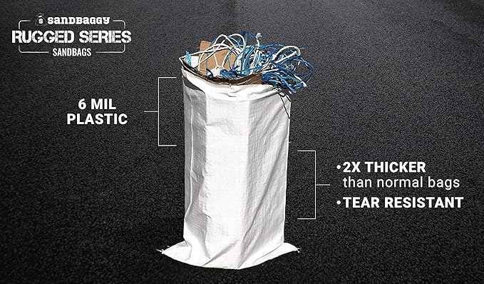 Sandbaggy Large Sandbags - Size: 25" x 40" - Thick Heavy Duty Contractor Bags, Heavy Duty Garbage Bags, Dumpster Bag, Construction Trash Bags, 6 mil (25 Bags)
