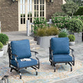 HERA'S HOUSE Outdoor Chairs Set of 2, 2 x Patio Chair with Pacific Blue Cushions, All Weather Outdoor Furniture for Lawn Garden Backyard Deck(Rocking Chairs)