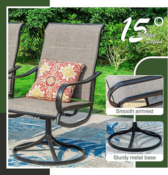 Sophia & William Patio Dining Chairs Patio Swivel Chairs 6 Pieces Quick Dry Textilene Patio Chairs Outdoor Furniture Support 300lbs for Lawn Garden Backyard Weather Resistant