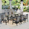 Sophia & William Patio Dining Set 9 Pieces, 8 Aluminium Patio Dining Chairs with 1 Extendable Dining Table for 6-8 Person, Patio Table and Chairs for Outdoor Lawn (Grey)