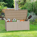150GAL Brown Large - Capacity Outdoor Deck Box with Lock Hole – Waterproof, SGS - Certified UV Resistance, Ideal for Storing Patio Furniture Sets & Seasonal Decor, Hassle - Free Setup