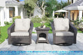 Wicker Swivel Rocking Chairs Set 2 with Storage Side Table - Outdoor Brown Wicker Swivel Glider Chair Outdoor Rocking Chair with Water-Resistant Cushions, Beige