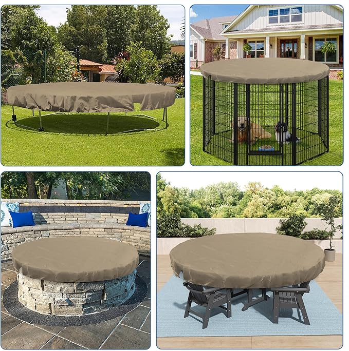 ECOOPTS 17 ft Round Pool Cover for Above Ground Pools, Swimming Pool Cover Protector Winter Safety Cover (Sand)