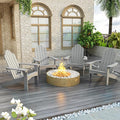 LUE BONA HDPS Adirondack Chairs Set of 8, Fire Pit Outdoor Chair Weather Resistant with Cup Holder, Modern Plastic Chair Plastic for Patio, Deck, Proch, 350LBS, Gray