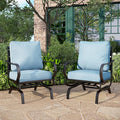 PHI VILLA Patio Conversation Set for 2, Deluxe Outdoor Patio Set with 2 C-Base Padded Sofa Chair(Blue)