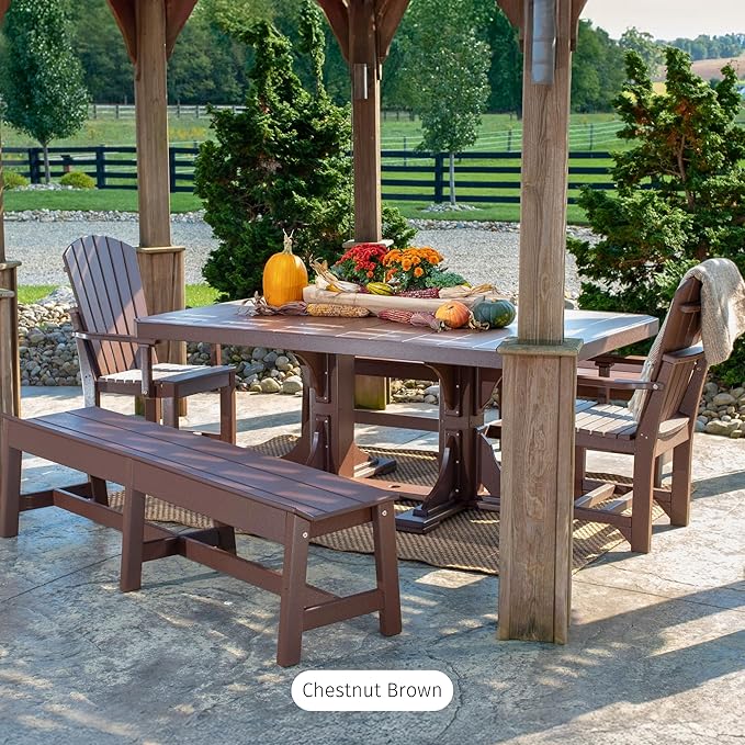 LuxCraft Poly 4' x 6' Rectangular Dining Table, 36.25" Height, Outdoor Patio Table, Made with Recycled Plastics, Made in USA (Weatherwood)