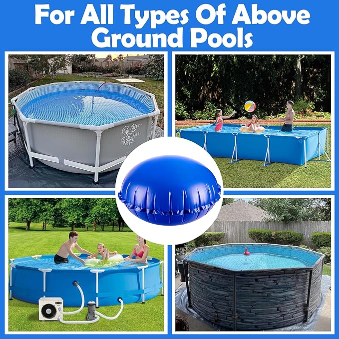4 Pcs Pool Air Pillow for Above Ground Pools - 4 x 4 Ft Round Winter Pool Cover - Ice Equalizer - Swimming Pool Winterizing Closing Support With Ropes for Pool Covers
