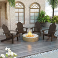 LUE BONA HDPS Adirondack Chairs Set, Fire Pit Outdoor Chair Weather Resistant with Cup Holder, Modern Plastic Chair Plastic for Patio, Deck, Proch, 350LBS, 6 Set, Dark Brown