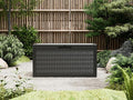 60 Gallon Outdoor Storage Box, Waterproof Resin Deck Box with Lockable Lid – Storage Cabinet for Patio Furniture, Pool Supplies, Garden Tools（Rattan,Black）