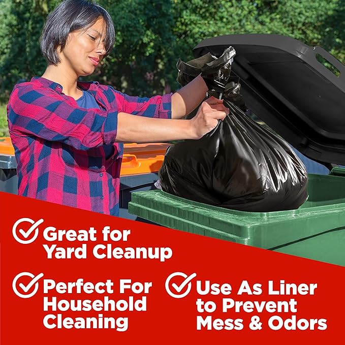 ToughBag 64-65 Gallon Trash Bags Heavy Duty, 50 x 48” Large Black Garbage Bags (50 Count) - Made In USA