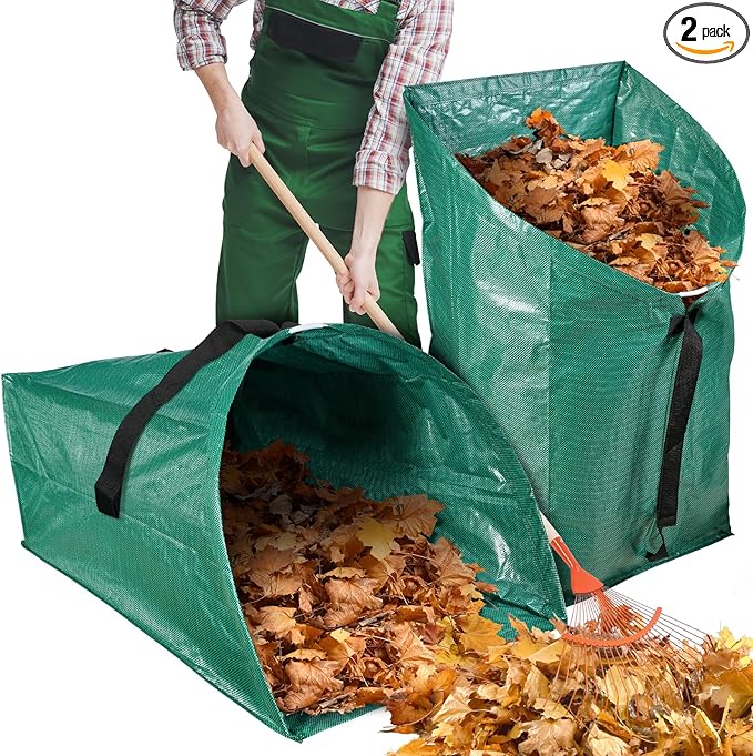 2 Pack 60 Gallon Leaf Collector,Collapsible Lawn & Leaf Bag,Heavy Leaves Pick up Tool Reusable Yard Waste Bags,Large Yard Dustpan Type Garden Bag for Leaves,Debris,Grass,Clippings,Lawn Trash