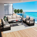 Outdoor Patio Furniture Set, 6-Piece Aluminum Patio Conversation Set All-Weather Metal Outdoor Sectional with 6 Inch Thick Cushions, Deep Setting for Garden, Outside and Porch