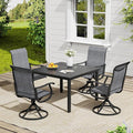 VICLLAX 5 Pieces Outdoor Dining Set, Patio Furniture Set of 4 Patio Swivel Dining Chairs and Square Patio Table, Dark Charcoal Chairs & Black Tabletop