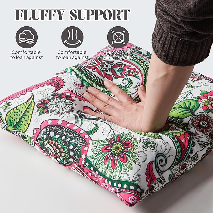 WOLKI Waterproof Outdoor Pillows 12x20 Feather and Down Filled Throw Pillow for Patio Furniture, Outside Decorative Pillow Set of 2 Flower