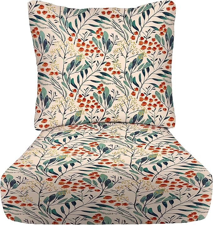 RSH DECOR Deep Seating Cushion with Pillow Back | 23” x 25” Seat | Water and Fade-Resistant Spun Fabric | Outdoor Chair Cushion Set for Patio Furniture | Gould Multi
