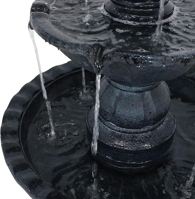 Sunnydaze Pineapple 52-Inch 4-Tier Outdoor Water Fountain - Tall Outdoor Fountain for Garden, Patio or Yard - Black
