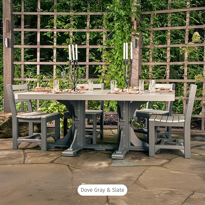 LuxCraft Poly 4' x 6' Rectangular Dining Table, 36.25" Height, Outdoor Patio Table, Made with Recycled Plastics, Made in USA (Weatherwood & Black)