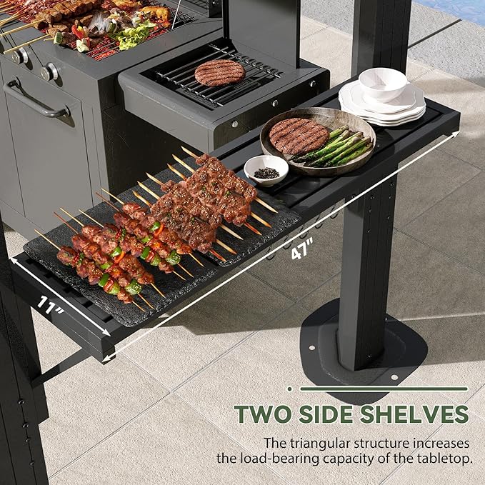Aoxun Grill Hardtop Gazebo 5 x 8 FT, Outdoor Metal Hard Top Gazebo, Permanent BBQ Pavilion with Galvanized Steel Roof, Aluminum Pavilion with Shelves for Lawn, Garden, Patio, Backyard (Dark)