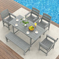 6-Piece HIPS Patio Dining Set, Outdoor Dining Table and Chairs Set with Umbrella Hole, Weatherproof Dining Table Set for 6 Person, Patio Furniture Set for Outside Deck, Grey