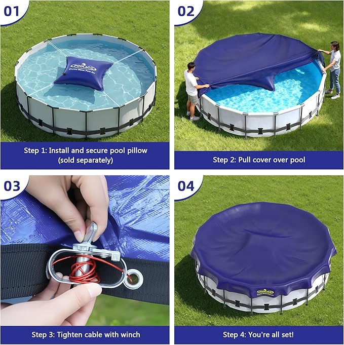 Pool Covers for Above Ground Pools - 18 ft Round Winter Pool Cover, Extra Durable Cold- and UV-Resistant Heavy-Duty Swimming Pool Cover for Winterizing