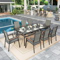 Sophia & William Patio Dining Set 9 Pieces, Patio Table and Chairs Set for 8, 83"x 39" Large Rectangular Metal Dining Table and 8 x Lightweight Aluminum Stackable Chairs (Grey)