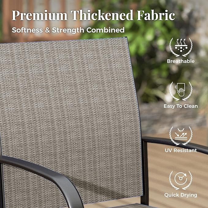 Outdoor Patio Dining Set 7 Piece Furniture Set with Metal Patio Dining Table with Umbrella Hole Table for Deck Garden Backyard Lawn Poolside