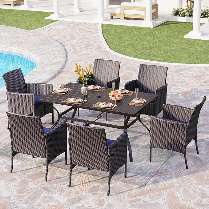 PHI VILLA Outdoor Rattan Chairs, 4 Pieces Modern Heavy Duty Wicker Armchair with Removable Cushion for Patio, Deck, Porch, Balcony