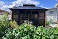 PURPLE LEAF 12' X 14' Patio Hardtop Gazebo Double Top Outdoor Screen House Aluminum Solarium Backyard Sun Room with Detachable Windows and 24 Solar String Light
