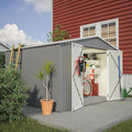 10X8 FT Outdoor Storage Shed, All Weather Metal Sheds withLockable Doors, Tool Shed for Garden, Patio, Backyard, Lawn, Silver Gray