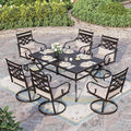 Sophia & William Swivel Patio Dining Set for 6, Outdoor Table and Chairs, Removable Seat Cushions, 60" Black Patio Dining Table