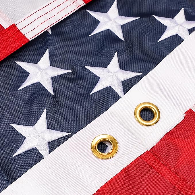 American Flags for Outside 8x12 Ft; American Flags 8x12 Outdoor Heavy Duty. Durable 250D Polyester US flags with Premium Embroidered Stars, Sewn Stripes, Brass Grommets, and Vibrant Colors.