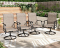 PHI VILLA Swivel Patio Dining Chair with 42" High Back, Padded Textilene Deep Seating Outdoor Chairs with Armrest & E-Coating Frame, All Weather-Resistant for Deck Lawn Garden, Set of 4