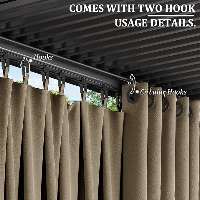 Gazebo Universal Replacement Privacy Curtain,12'×16' Gazebo Outdoor Waterproof Curtains, 4-Panels Sidewall Curtains with Double Zipper for Patio Canopy, Garden and Backyard (Curtain Only)