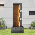 39.4" Modern Zen Faux Slate Water Fountain for Indoors or Outdoors with LED Lights, Cascading Waterfall, Tranquil Water Feature for Patio, Garden, Deck or Porch