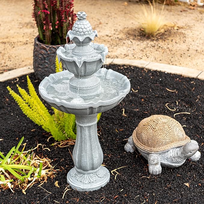 XBrand 36.2" 2-Tier Outdoor Freestanding Solar Water Fountain - Classic Design